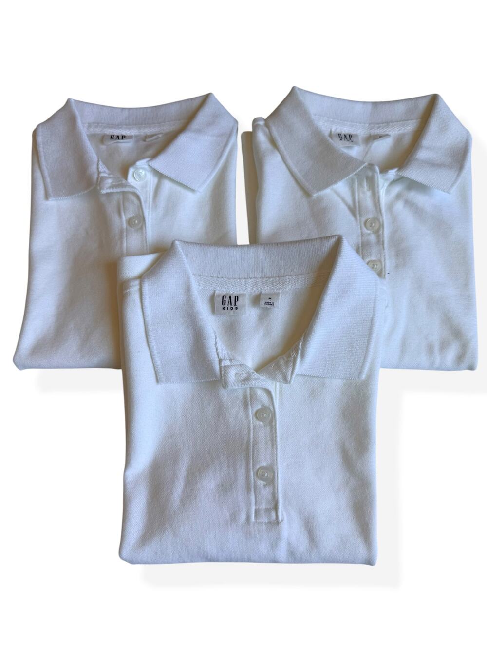 Gap Kids Girls White School Uniform Polo Shirts Size M 8 Lot of 3 One NWT